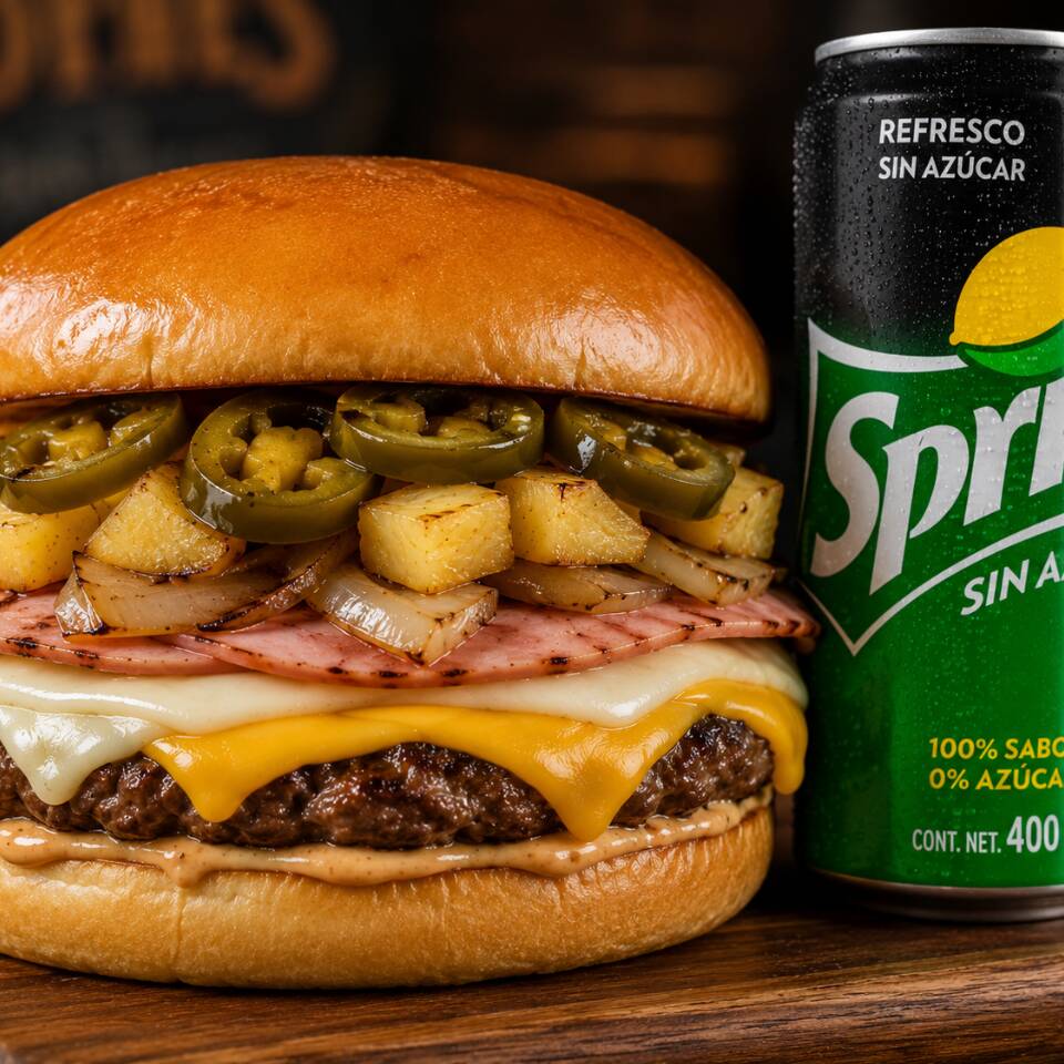 Súper hawaiana JR 🍔 + refresco 🔥🥤