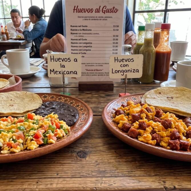 2 Platos de Huevos al Gusto + 2 Platanos Fritos