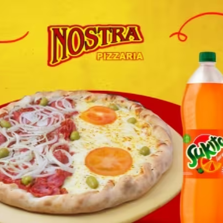 Massa irresistível e molho de tomate fresco. Delicie-se com um lado coberto com mussarela derretida e fatias de tomate suculentas, enquanto o outro lado é recheado com fatias de calabresa e cebola, azeitonas. Para completar a refeição, aproveite um refrigerante de Sukita 2 litros ou um Guaraná de 1,5l. Uma explosão de sabor e qualidade em cada mordida!