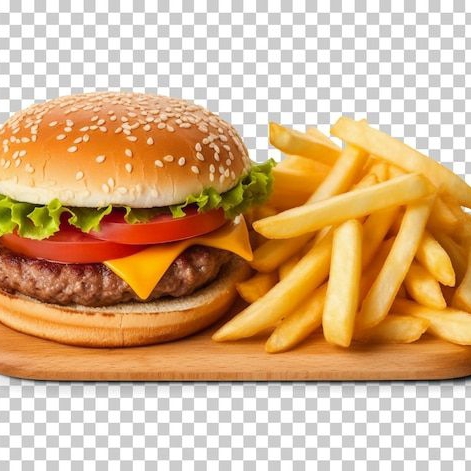 Hamburguesa con Camarón y Papas