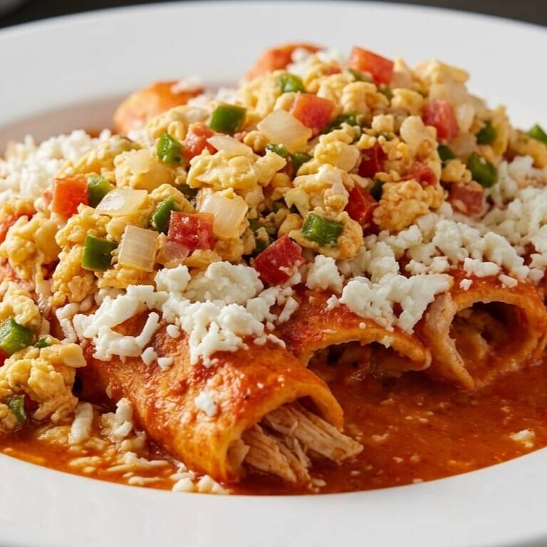 Enchiladas con Huevo a la Mexicana Encima