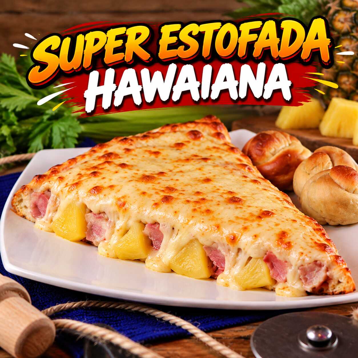 Pizza Súper Estofada Hawaiana Porción.