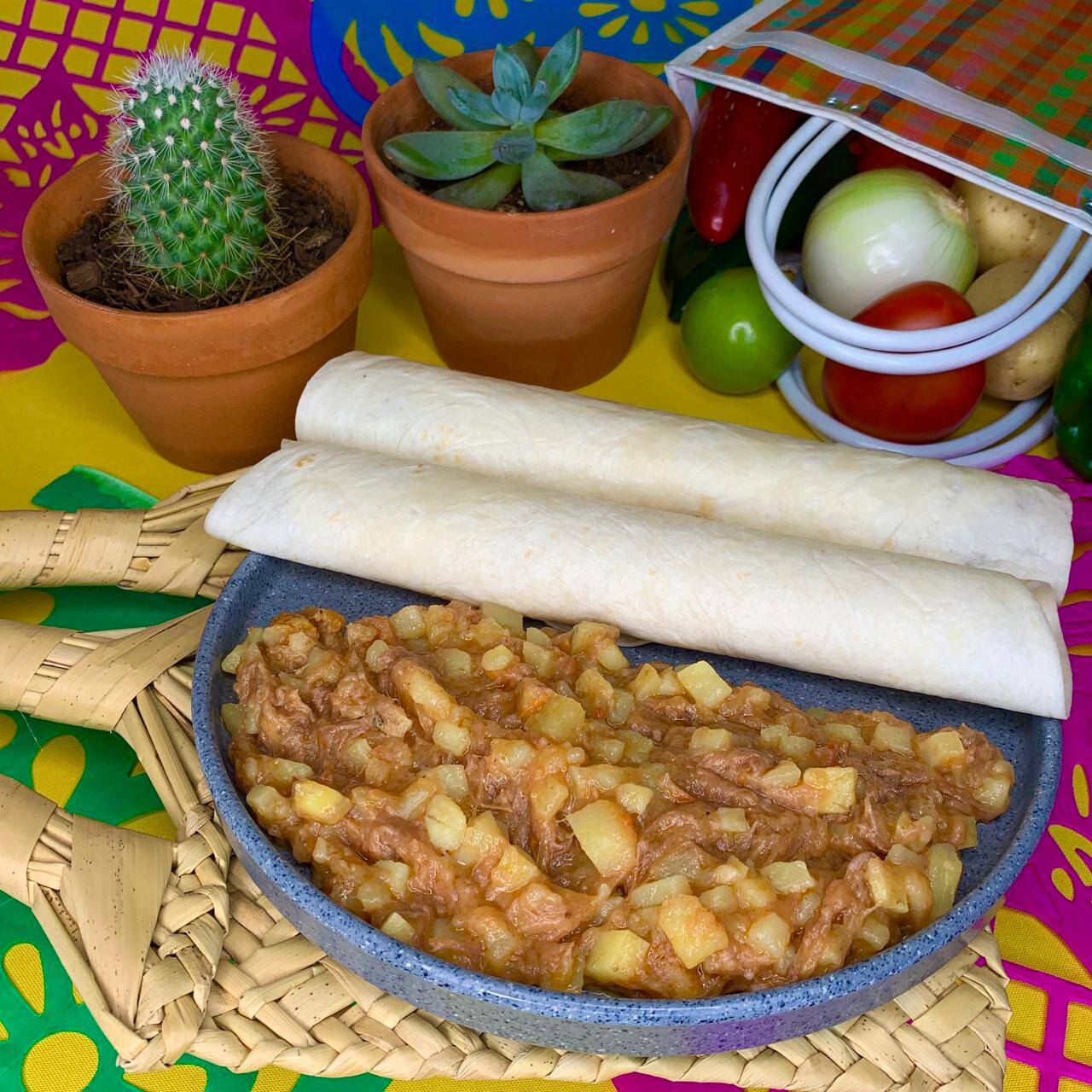 Burrito deshebrada con papas