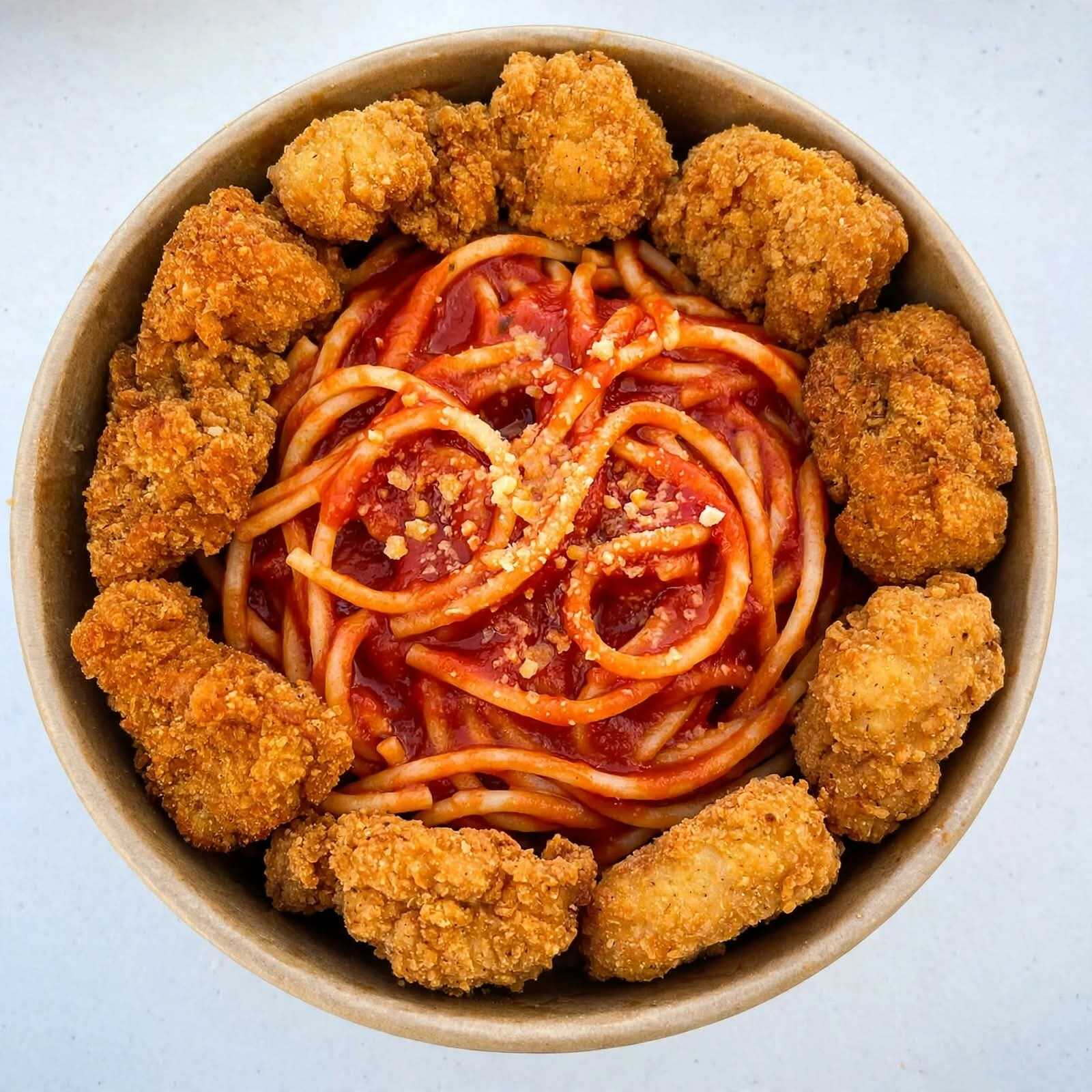 Spaguetti Rojo Cremoso con Boneless de Pollo