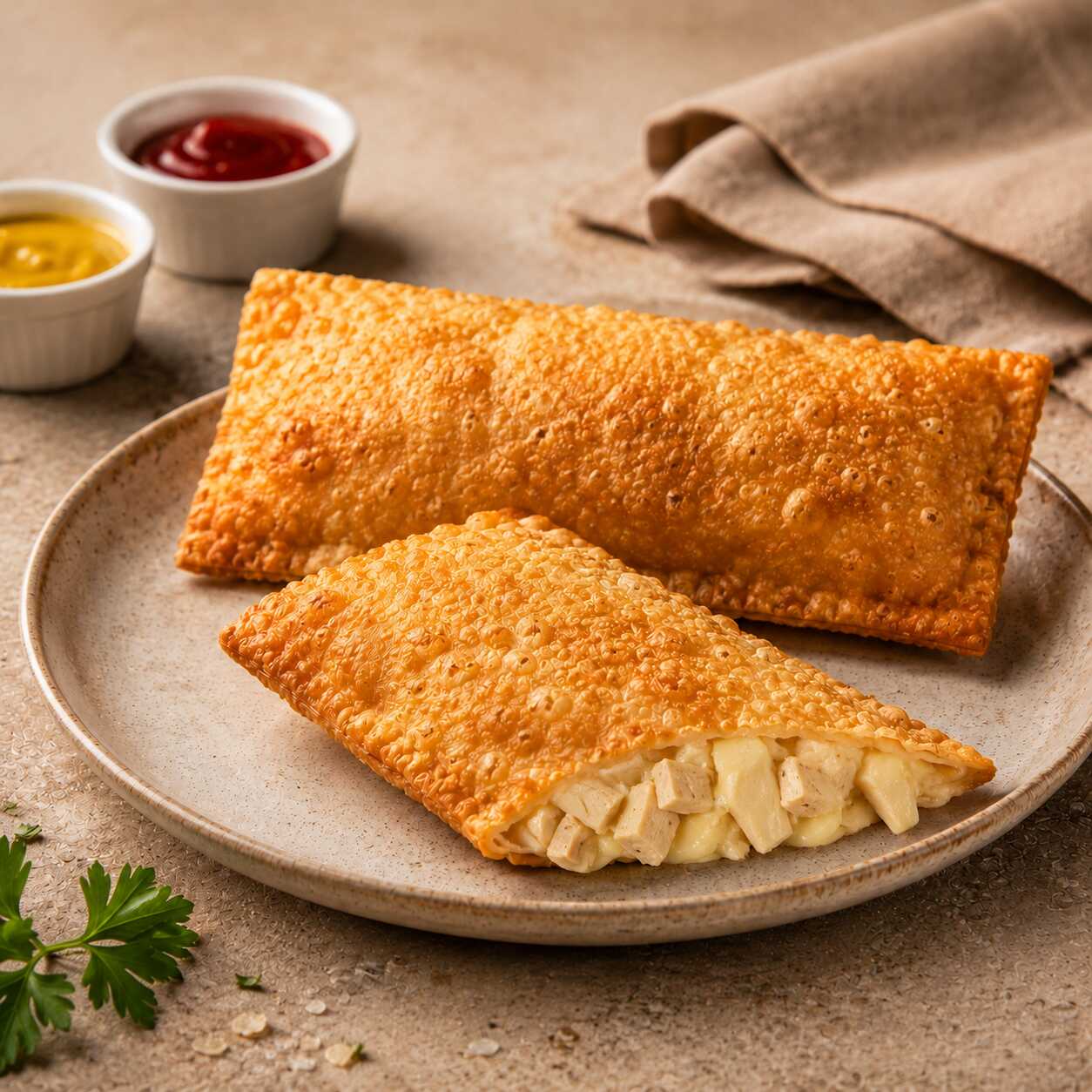 Palmito com Queijo: um pastel leve e gostoso.