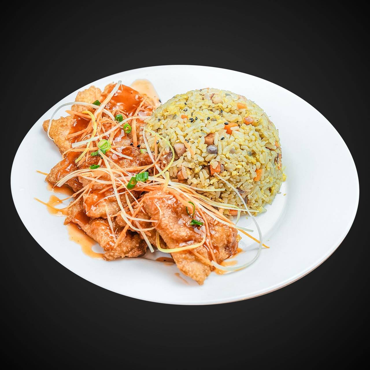 Cerdo Crujiente Agrodulce Con Arroz