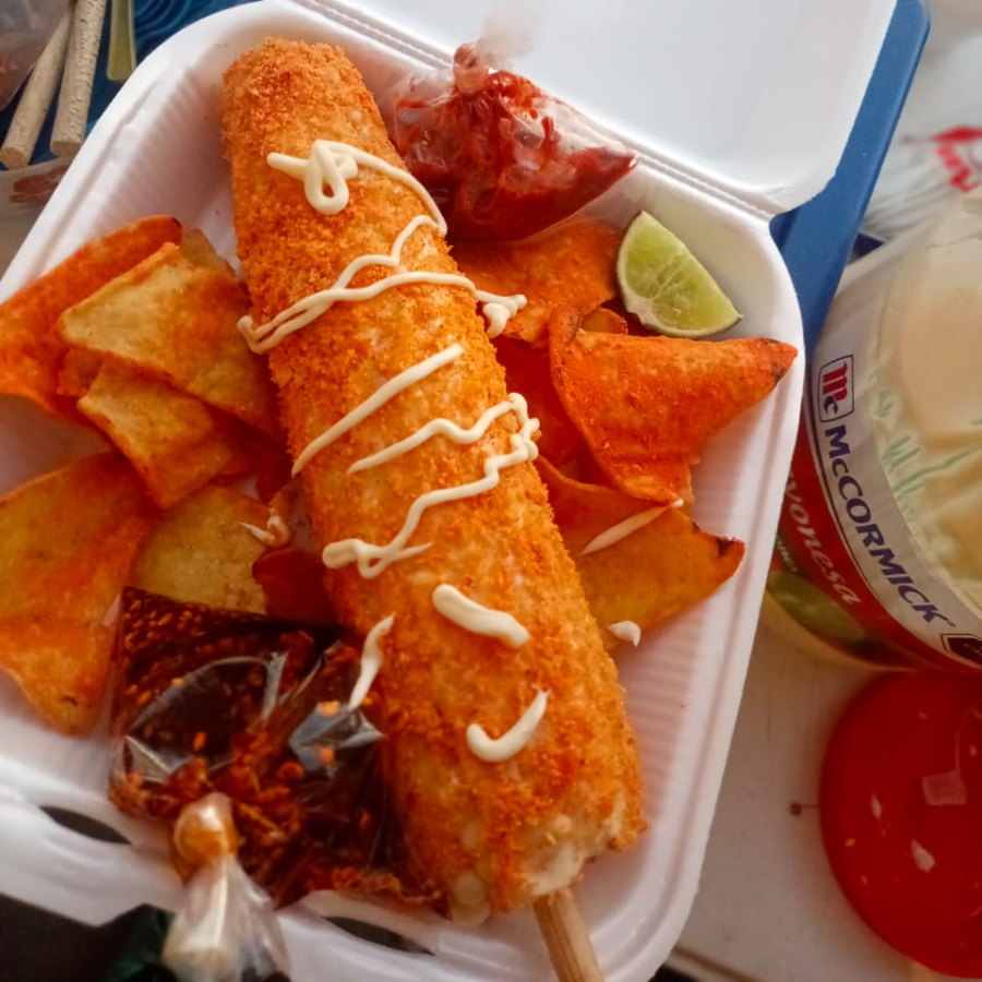 Elote Revolcado con Fritura