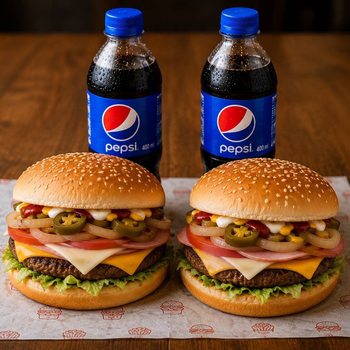 Combo Cuates 2 Hamburguesas Sencillas + 2 Refresco