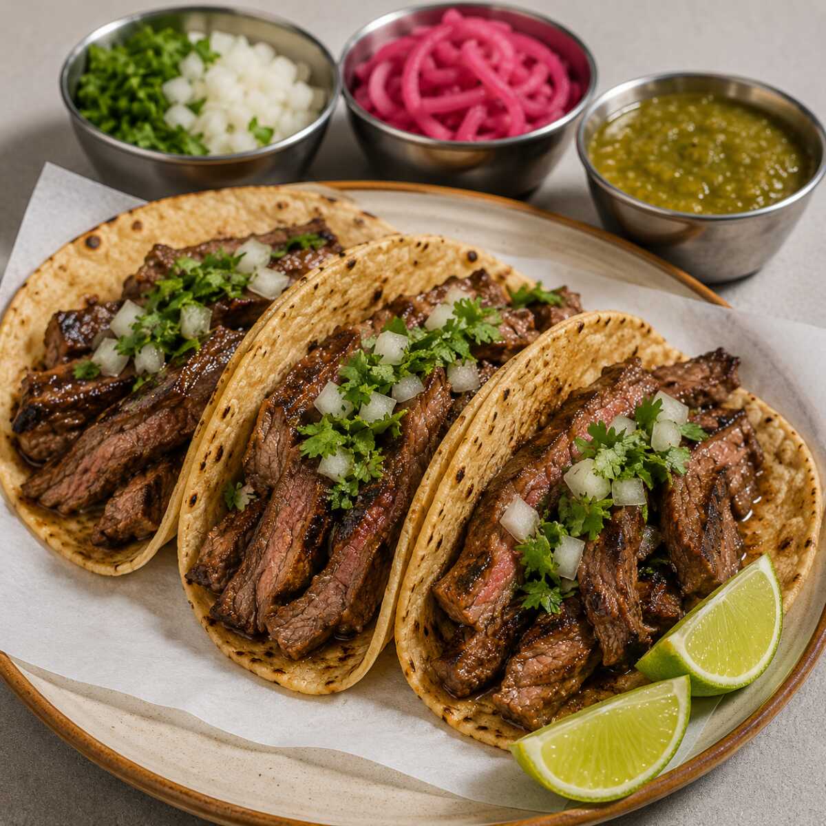 Taco de Arrachera con Tortilla de Maíz