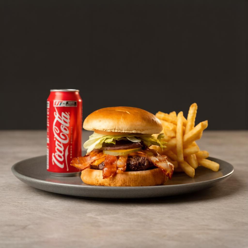 1 Rb Super Bacon + 1 batata frita 150g + 1 refrigerante lata.
