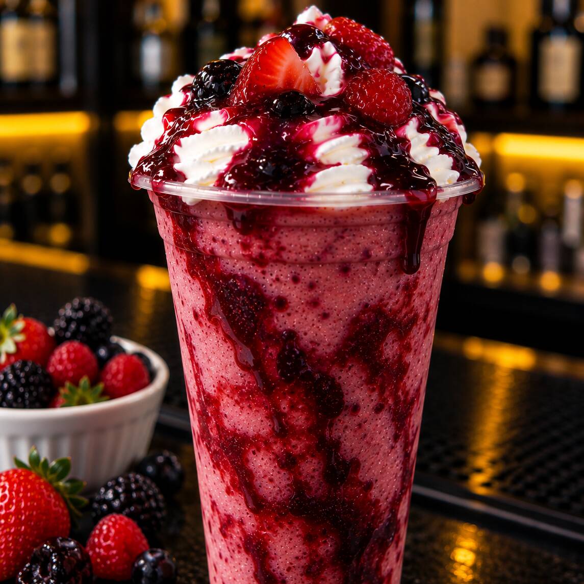Nevada de Frutas Vermelhas 700ml 🍓🫐❄️
Bebida alcoólica supergelada em textura de raspadinha, com o sabor intenso e refrescante das frutas vermelhas. Servida no copão de 700ml e finalizada com chantilly. Frutada, docinha na medida certa e irresistivelmente refrescante!