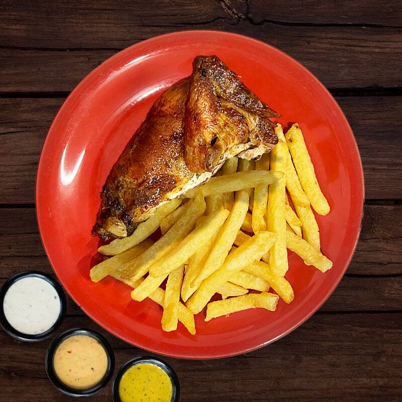 1/4 de pollo más papas