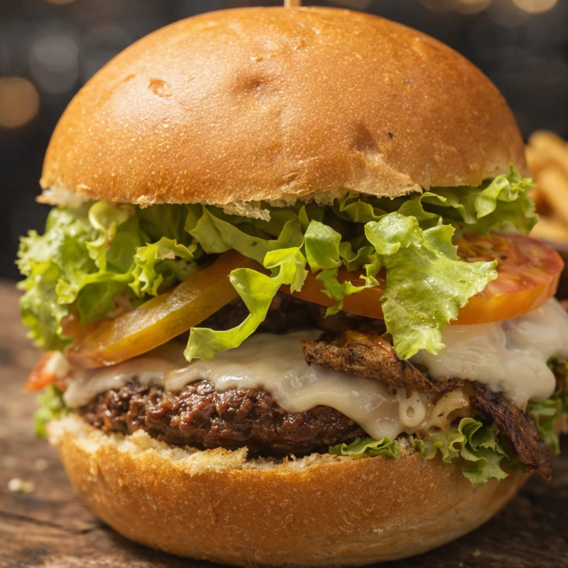 PAO DE HAMBURGUER - HAMBURGUER BOVINO 100G - MUSSARELA - TOMATE ALFACE