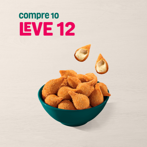 Compre 10 Coxinhas Especiais, Leve 12: duas a mais de presente, crocância extra!