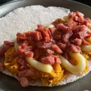 Tapioca do Irmão Turbo - Frango, Muçarela, Bacon, Calabresa, Catupiry e orégano