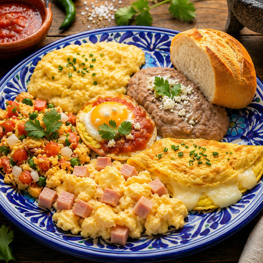 Huevos al gusto con Frijoles Refritos