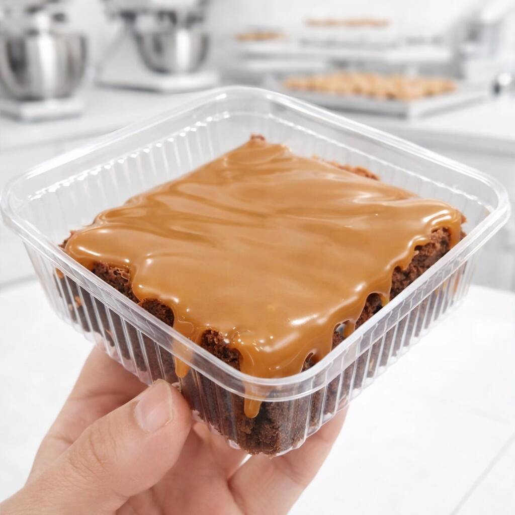 Fatia de Brownie coberta com o melhor doce de leite