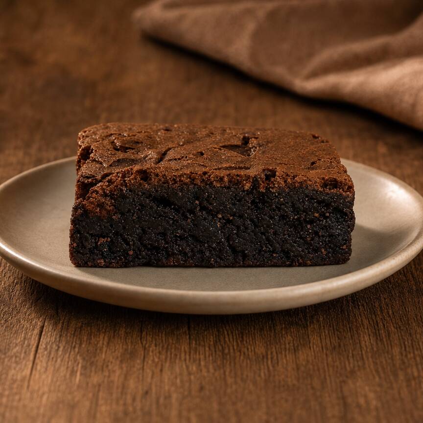 Brownie Tradicional: sobremesa densa e intensa, com casquinha crocante por fora e recheio macio e achocolatado por dentro. Preparado de forma artesanal e servido em porção individual. Doce na medida certa, com aquele sabor de chocolate que conquista todo mundo.