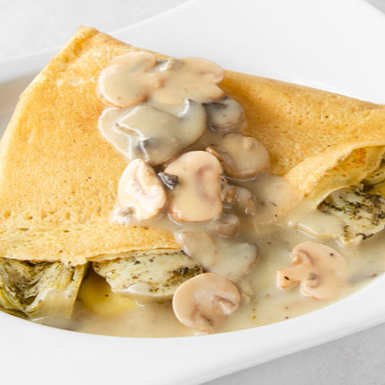 Crepa de pollo con champiñones
