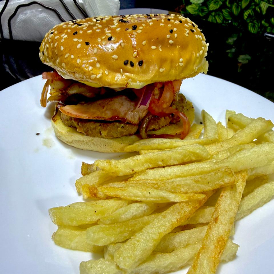 Hamburguesa Con Tocino BBQ