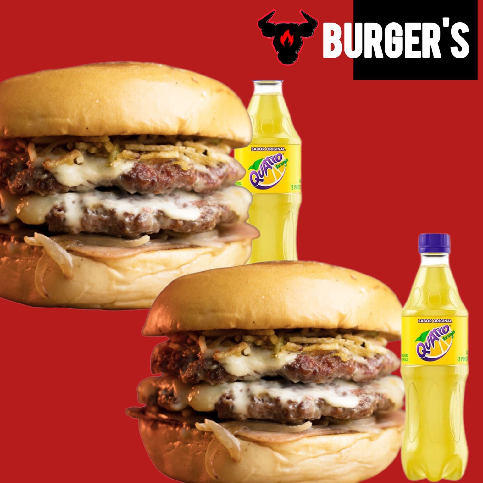 COMBO 2 BURGER DOBLE CARNE 100% RES+ 2 GASEOSAS.