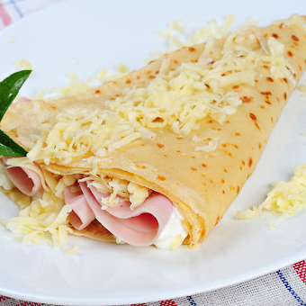 Crepa con Philadelphia, Mozarela y Jamón.