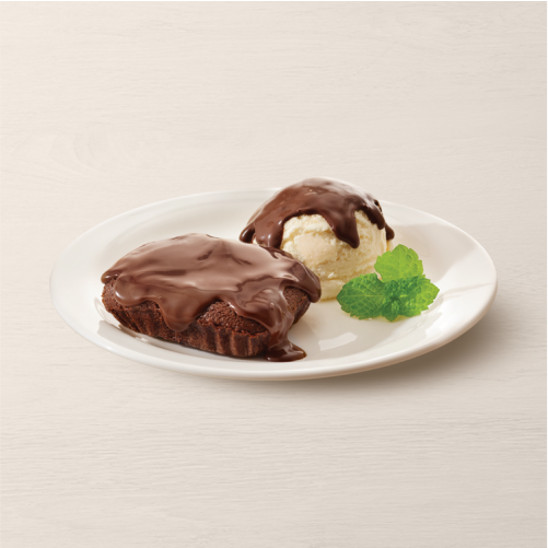 Bolinho macio por fora, cremoso por dentro, acompanhado de sorvete. Uma explosão de sabor!