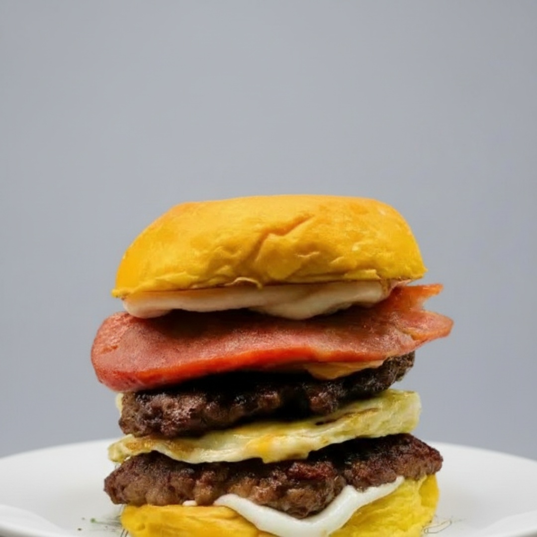Pão de brioche,2 carnes,2 ovos,calabresa,queijo cheddar,tomate e molho da casa.