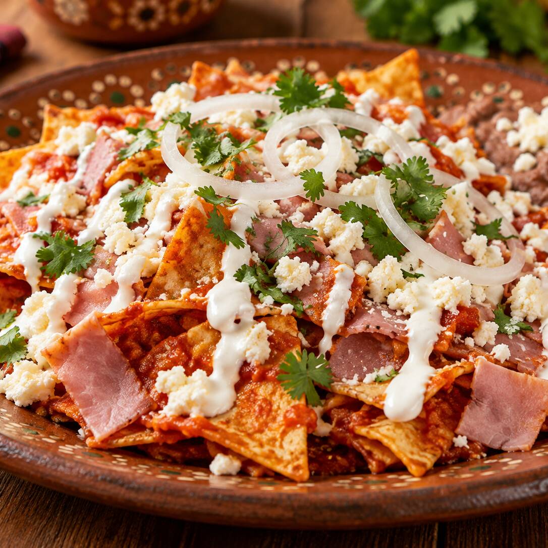 Chilaquiles con Jamón