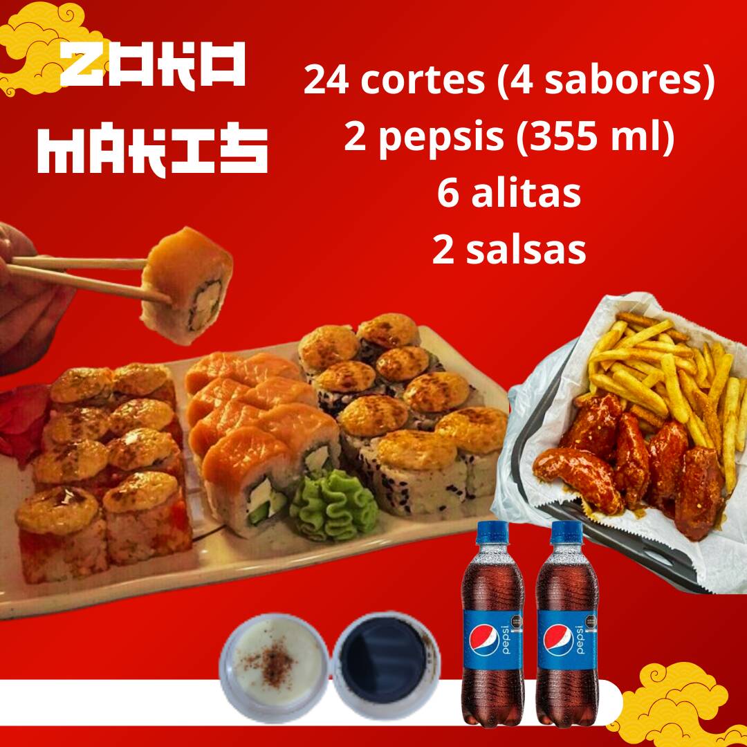 4 Sabores de Makis + 6 Alitas