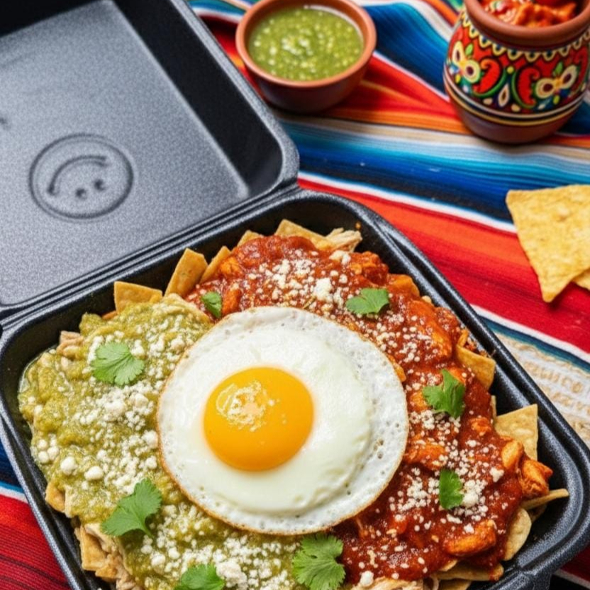 Chilaquiles de huevo estrellado/revuelto