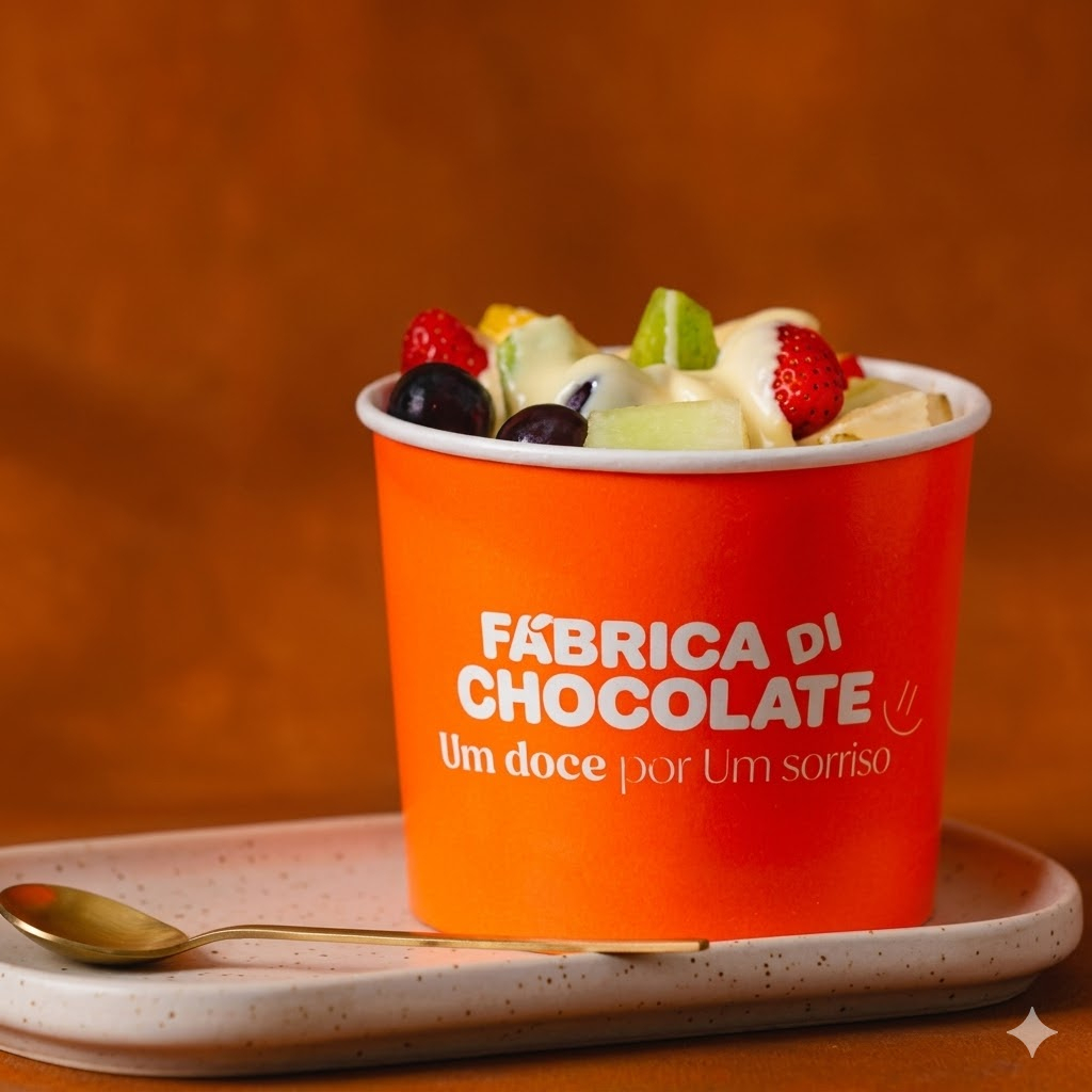 Tradicional da fábrica, frutas e chocolate