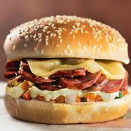 Pão, Hambúrguer, Calabresa, Queijo, Tomate, Alface e Maionese