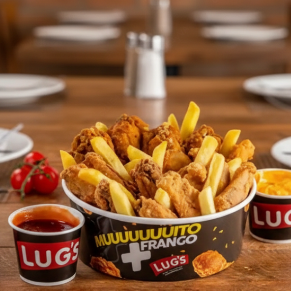 Frango Steak – 6 unidades
Frango Trix – 6 unidades
Frango Drumet – 4 unidades
Batata – 200 gramas
2 molhos – 60 gramas cada