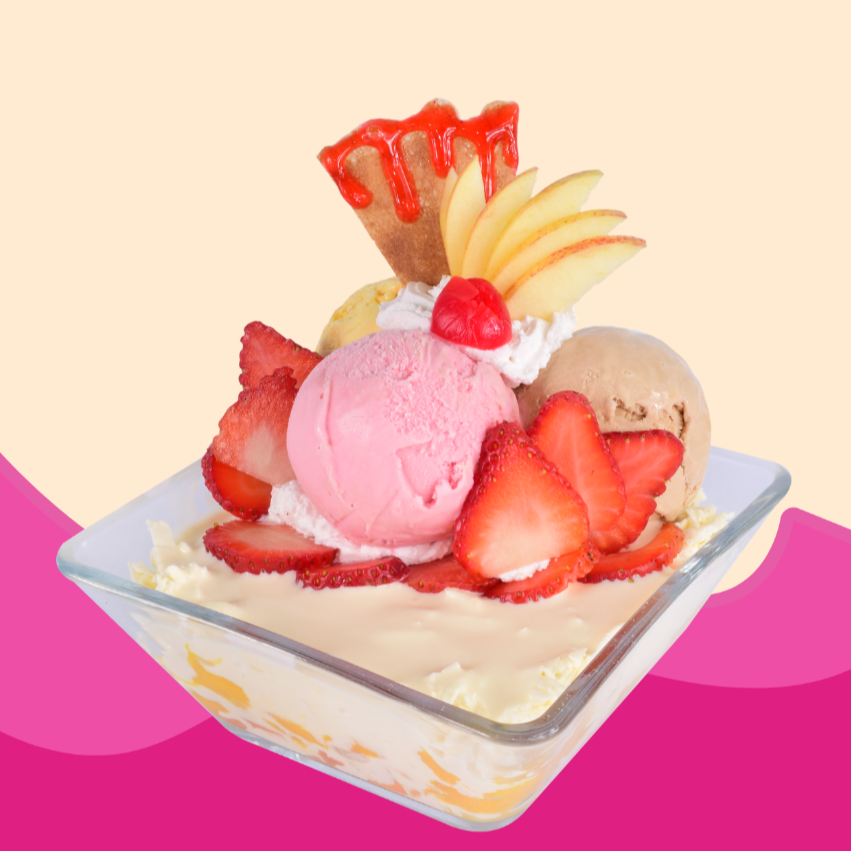 Ensalada de Frutas 32 Oz 3 Bolas de Helado