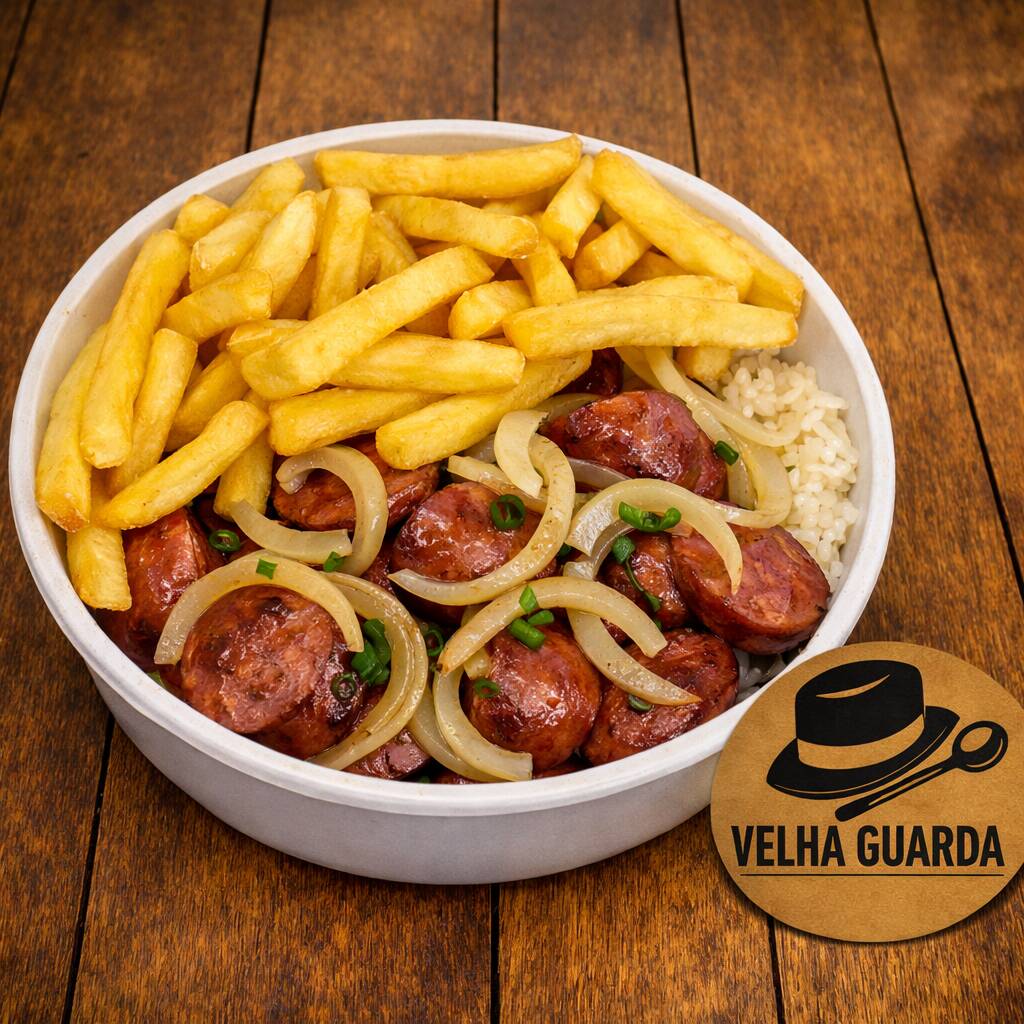 Acompanha: Arroz, Feijão, Farofa é Fritas