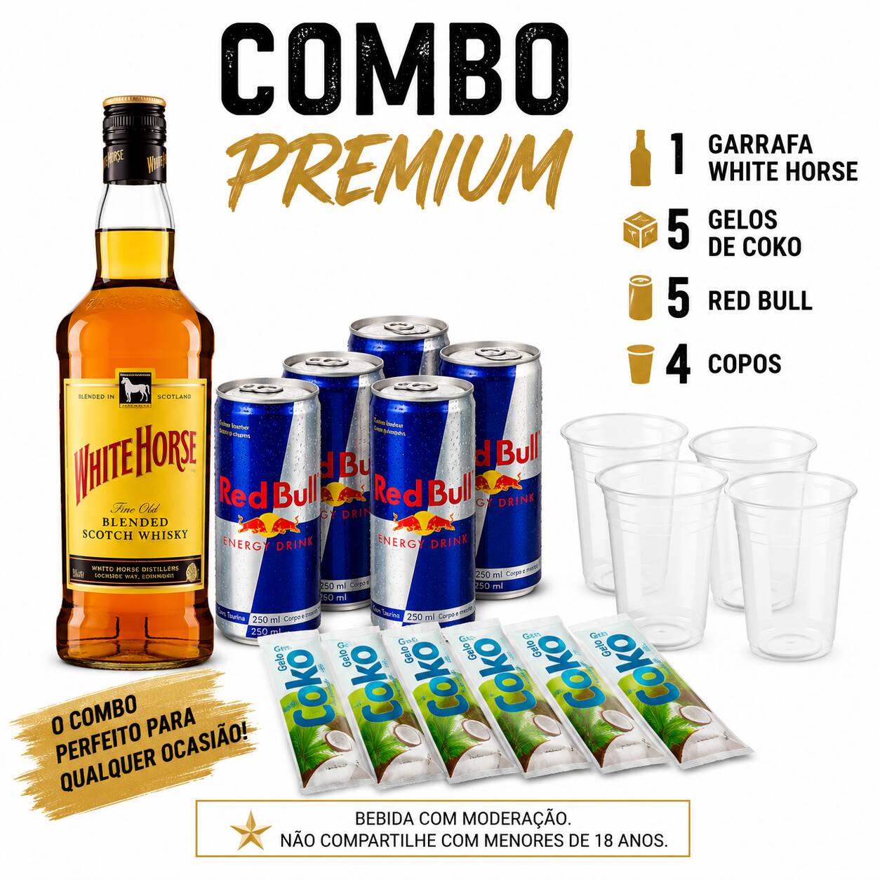 5 RedBull Tradicionais e 5 gelos a sua escolha