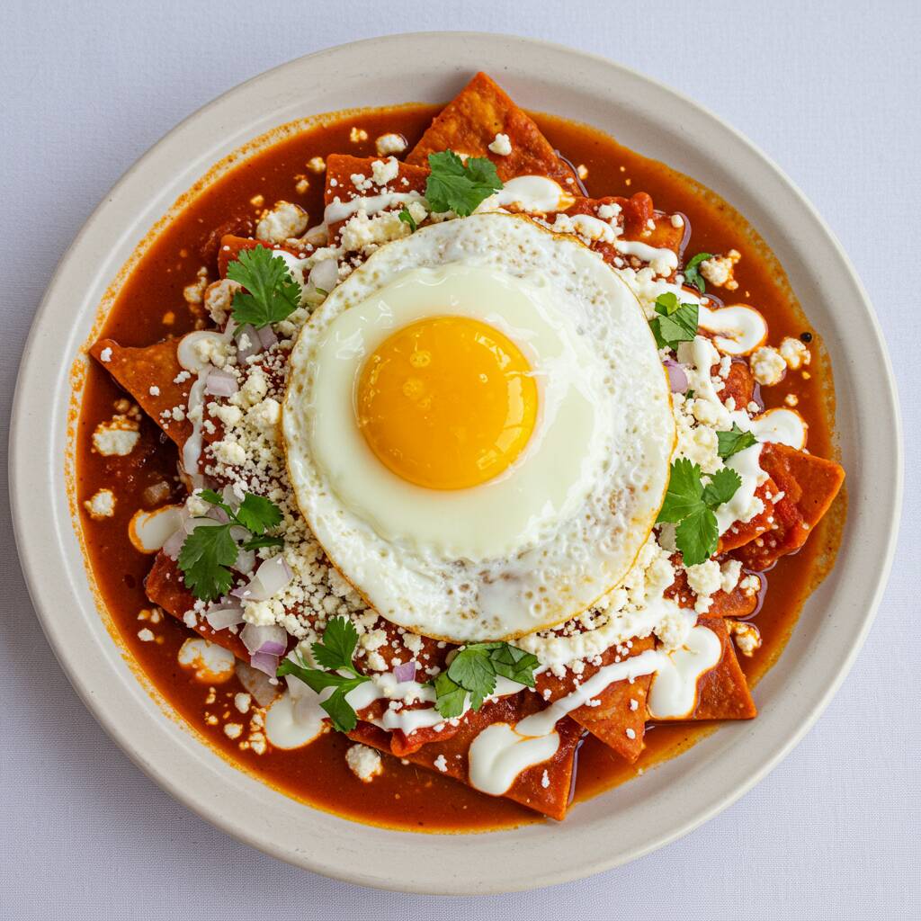Chilaquiles Rojos con Huevo