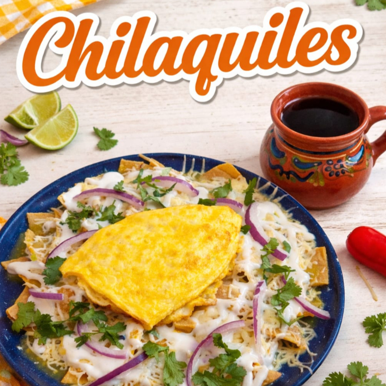 Chilaquiles Verdes con Omelet + Cafe de Olla