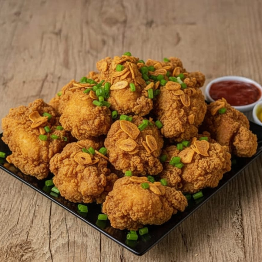 Pedaços de frango temperado