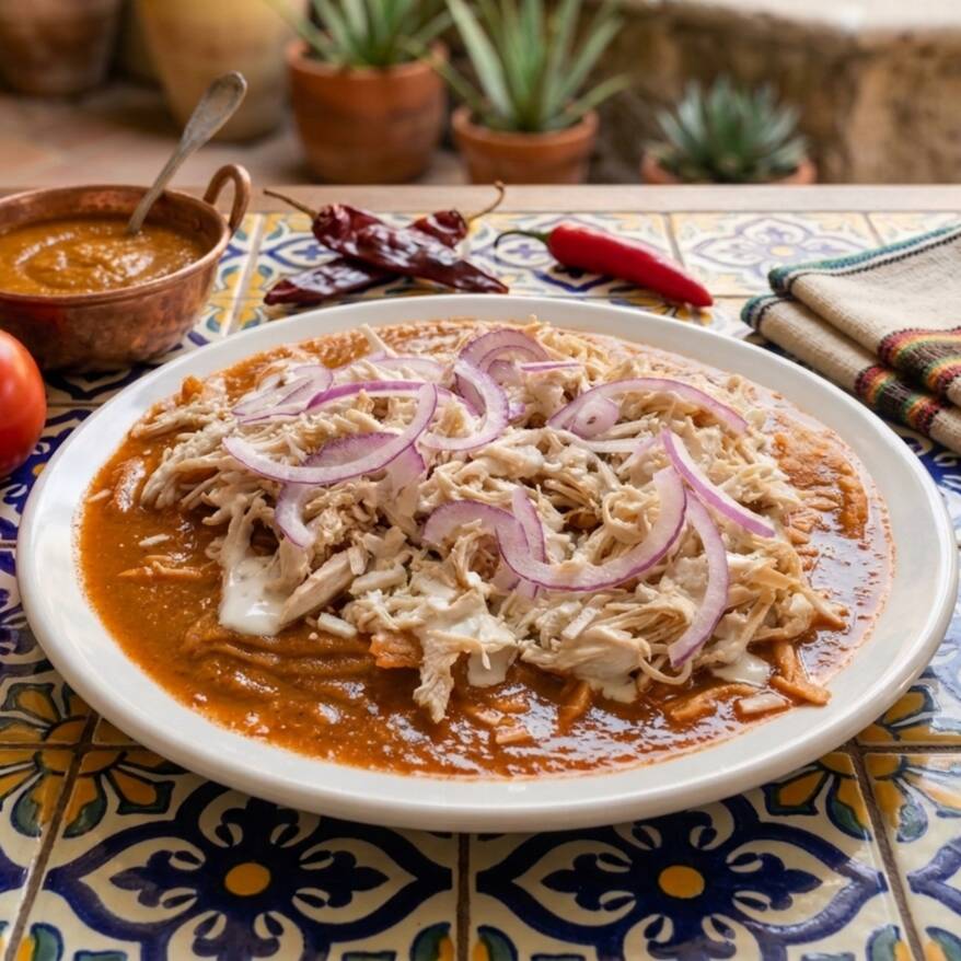 Chilaquiles Rojos con Pollo