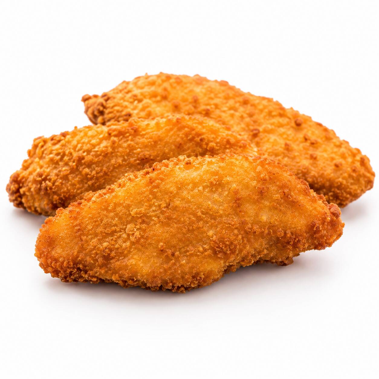Filé de frango empanado, dourado e crocante por fora e macio e suculento por dentro.