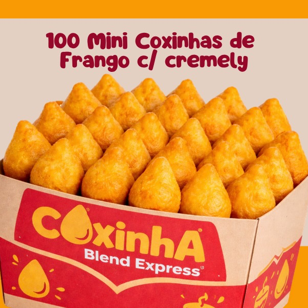 O mini maior que o padrão do mercado!
Maior, mais recheado e mais satisfatório!
Deliciosas mini coxinha de frango com cremely.
Cada mordida revela uma massa leve e crocante por fora, cremosa e sedoso por dentro. Certamente satisfará o seu paladar e deixará você com gostinho de quero mais.