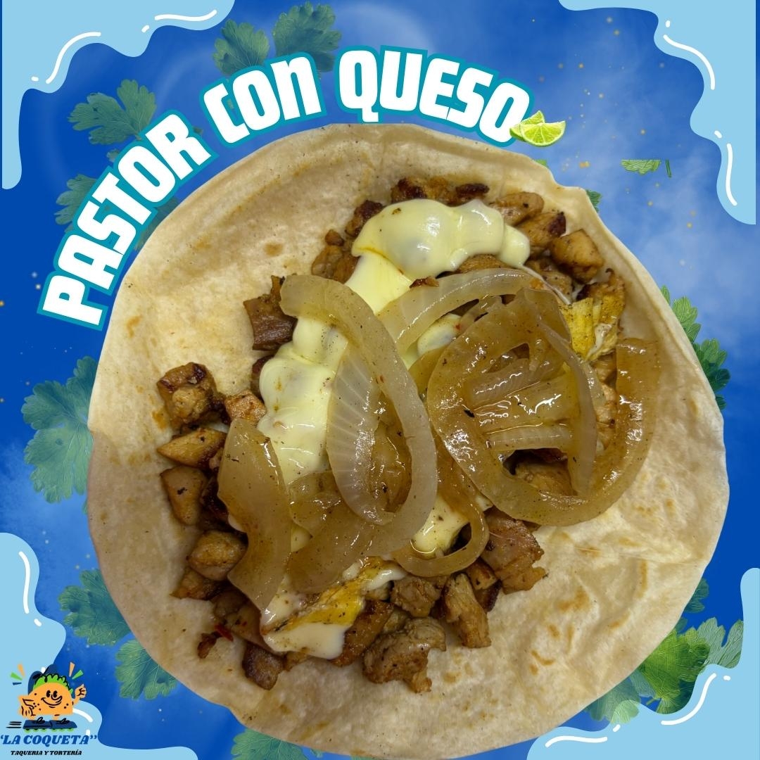 TACOS DE HARINA DE PASTOR CON QUESO
