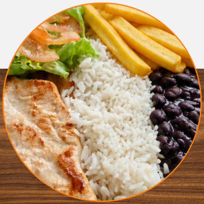 Peito de Frango Grelhado (marmita M), (arroz, feijão, peito de frango grelhado, batata frita) ***(avisar se deseja salada)***