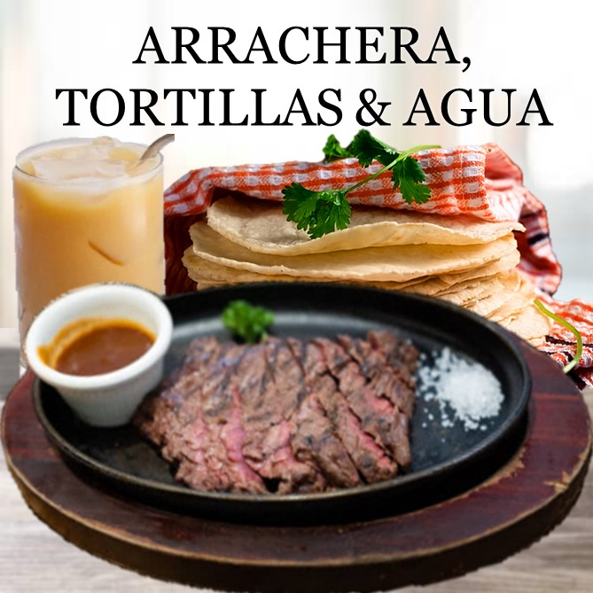 1 Kg de Arrachera + Tortillas + Agua de Fruta