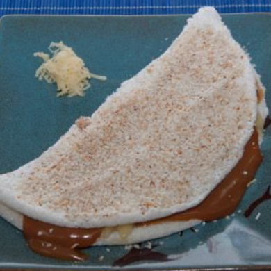 Tapioca feita com Massa Artesanal e Doce de Leite