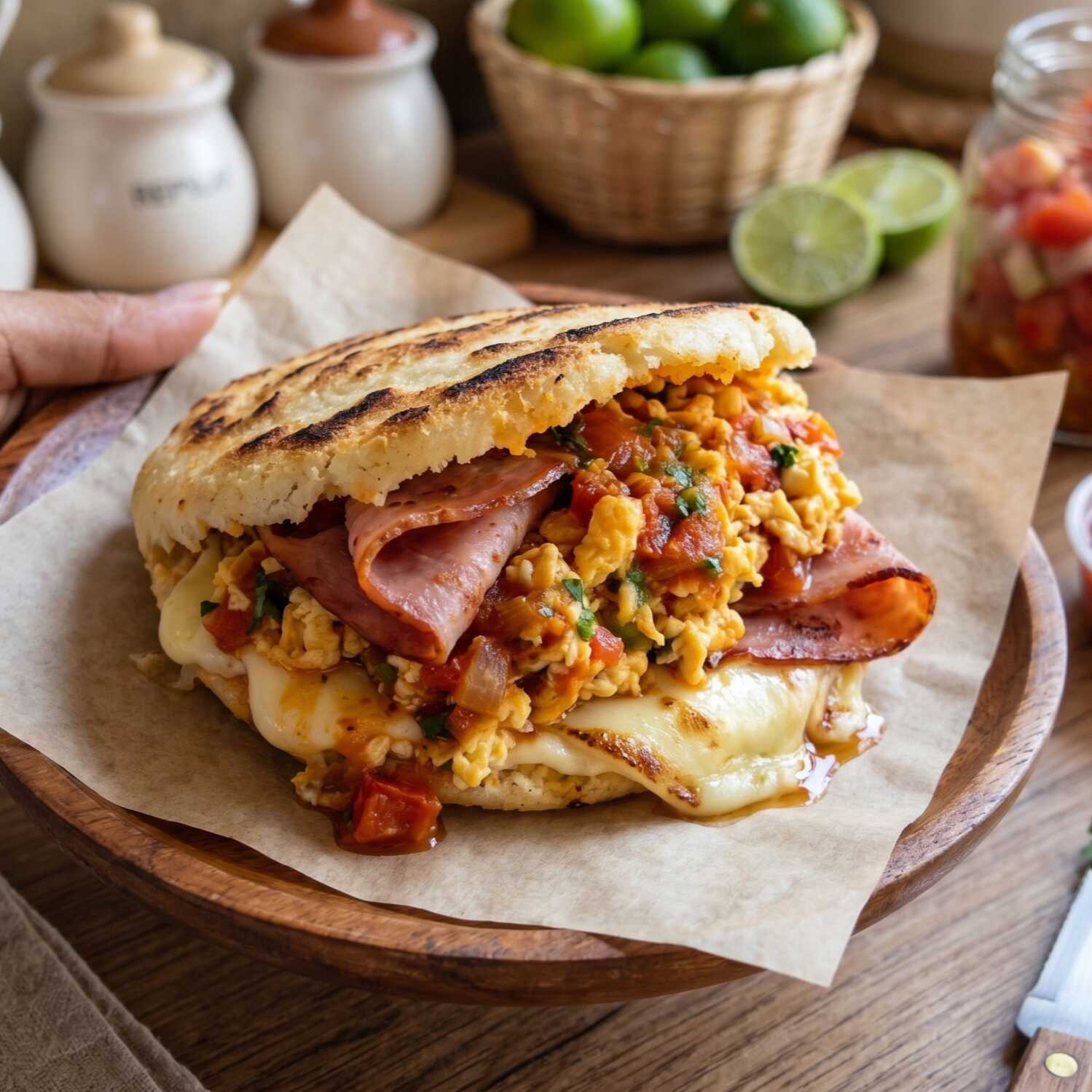 Arepa Perico más Jamón y Queso