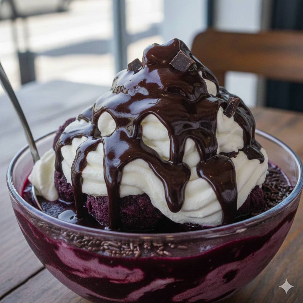 Creme de Açaí, Brigadeiro, ovomaltine e leite em pó Todos os ingredientes vao montados nos copos