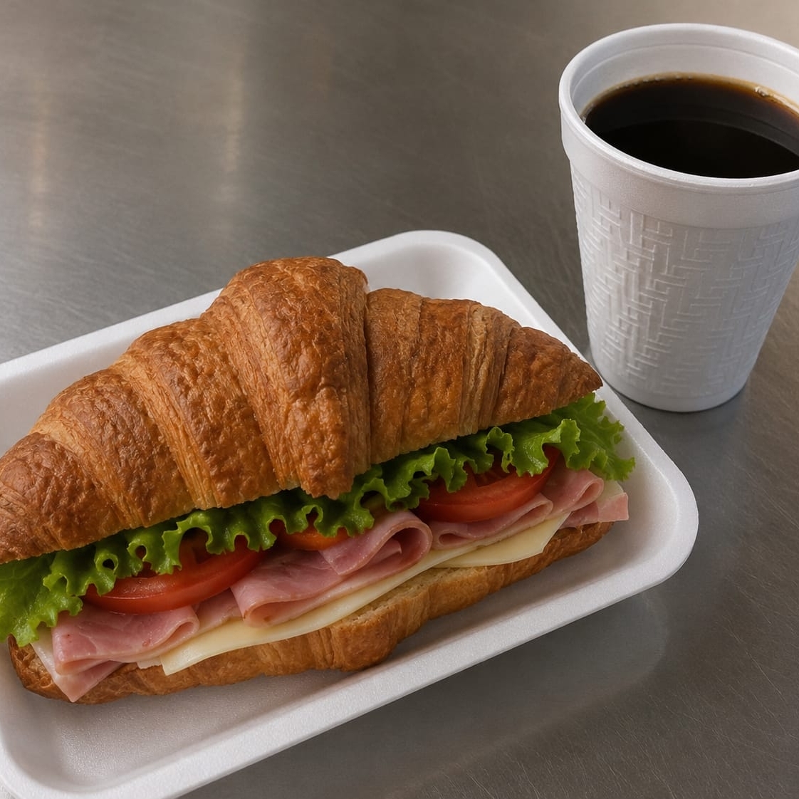 Croissant de Jamón con Queso y Cafe de Olla